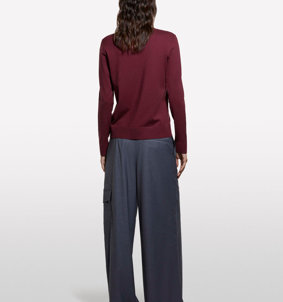 Burgundy crew neck top - women's crew neck sweaters - Burgundy | Sisley image number 2
